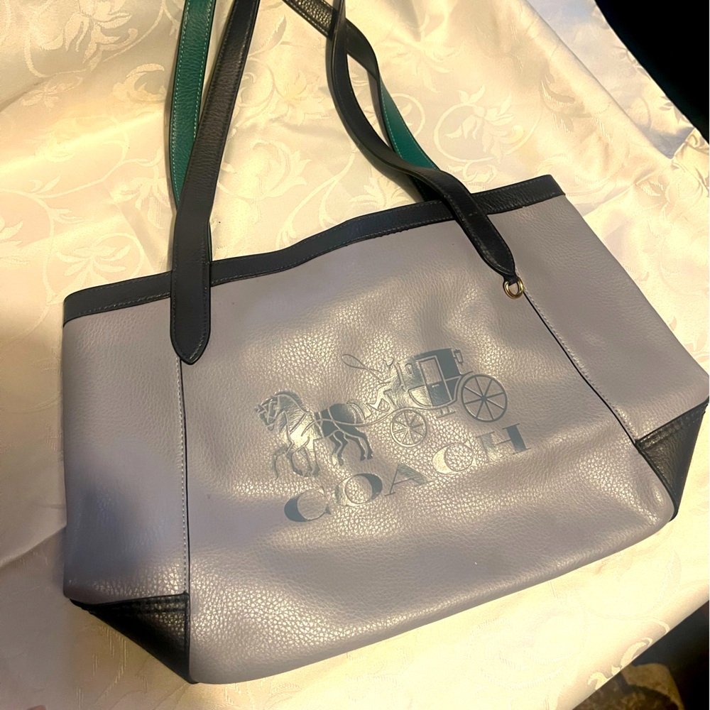 Coach Tote 27 Colorblock with Horse and Carriage in Twilight Multi